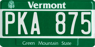 VT license plate PKA875
