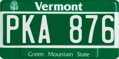 VT license plate PKA876