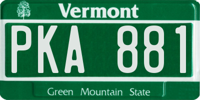 VT license plate PKA881