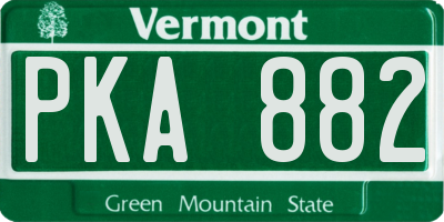 VT license plate PKA882