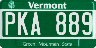VT license plate PKA889