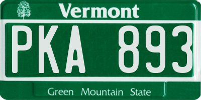 VT license plate PKA893