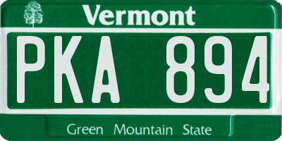 VT license plate PKA894