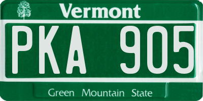 VT license plate PKA905