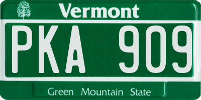 VT license plate PKA909