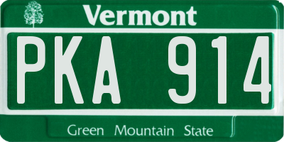 VT license plate PKA914