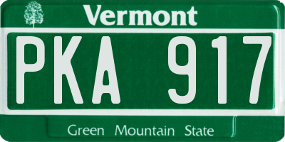 VT license plate PKA917
