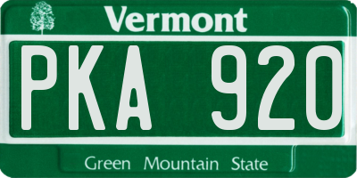 VT license plate PKA920