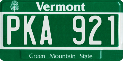 VT license plate PKA921