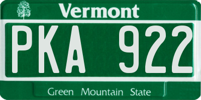 VT license plate PKA922