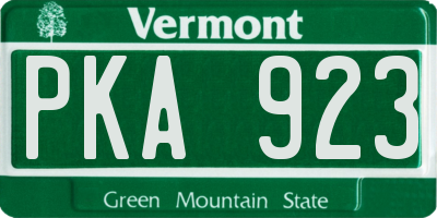 VT license plate PKA923
