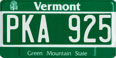 VT license plate PKA925