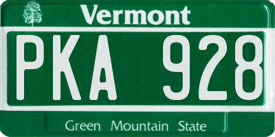 VT license plate PKA928