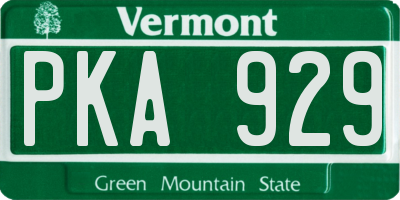 VT license plate PKA929