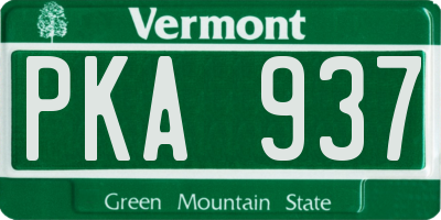 VT license plate PKA937