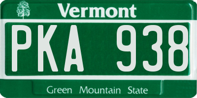 VT license plate PKA938