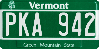 VT license plate PKA942