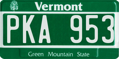 VT license plate PKA953