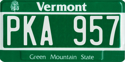 VT license plate PKA957