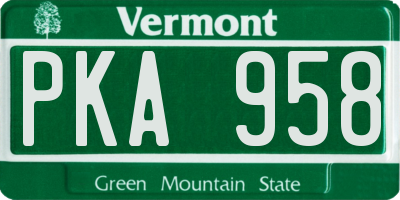 VT license plate PKA958