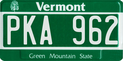 VT license plate PKA962