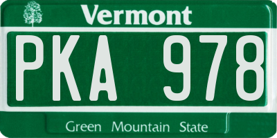 VT license plate PKA978