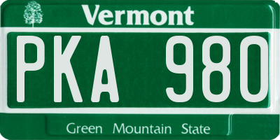 VT license plate PKA980