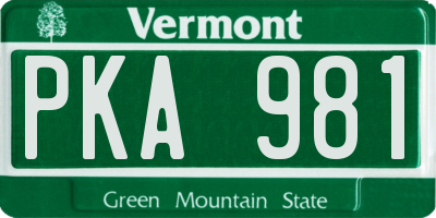 VT license plate PKA981