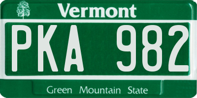 VT license plate PKA982
