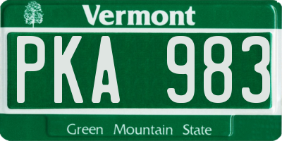 VT license plate PKA983