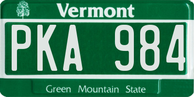 VT license plate PKA984