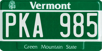 VT license plate PKA985