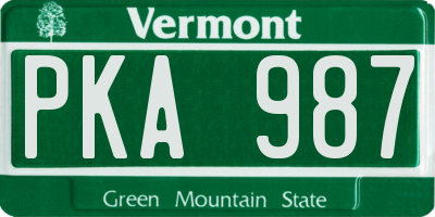 VT license plate PKA987