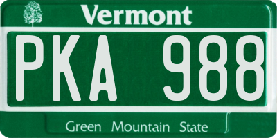 VT license plate PKA988