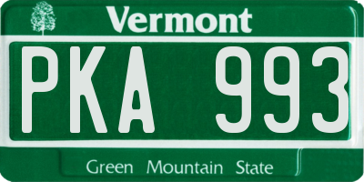 VT license plate PKA993
