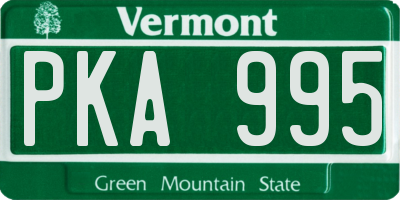VT license plate PKA995
