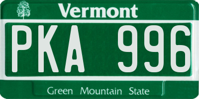 VT license plate PKA996