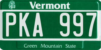 VT license plate PKA997