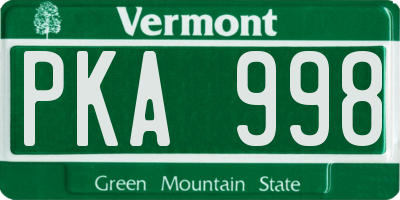 VT license plate PKA998