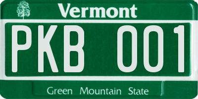 VT license plate PKB001
