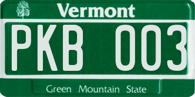 VT license plate PKB003