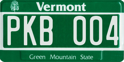 VT license plate PKB004