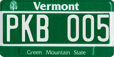 VT license plate PKB005