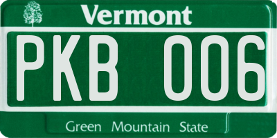 VT license plate PKB006