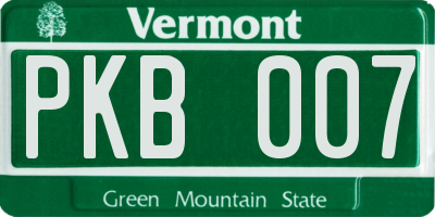 VT license plate PKB007
