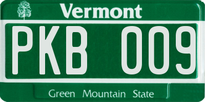 VT license plate PKB009