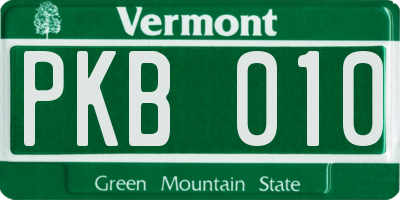 VT license plate PKB010