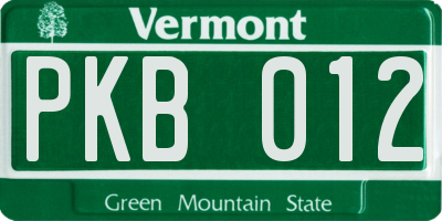 VT license plate PKB012