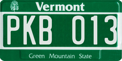 VT license plate PKB013