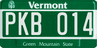 VT license plate PKB014